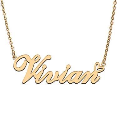 Imagem de RONKAH Colar de nome personalizado personalizado com coração colar de nome personalizado para mulheres colar de moda pessoal melhor presente para menina, mãe, filha, amizade, Natal, aniversário,