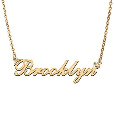 Imagem de RONKAH Colar de nome personalizado personalizado com coração colar de nome personalizado para mulheres colar de moda pessoal melhor presente para menina, mãe, filha, amizade, Natal, aniversário,