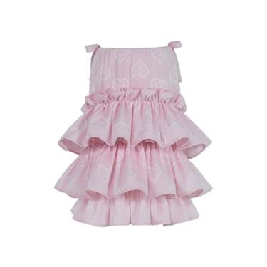 Imagem de INGSIST Roupa de cachorro rosa com babados pequenos e médios para filhotes de estimação vestidos de aniversário tamanho PP P M G GG