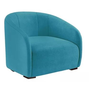 Imagem de Kit 2 Poltronas Decorativa Estofada Recepção Julia Suede Azul Turquesa - lm decor