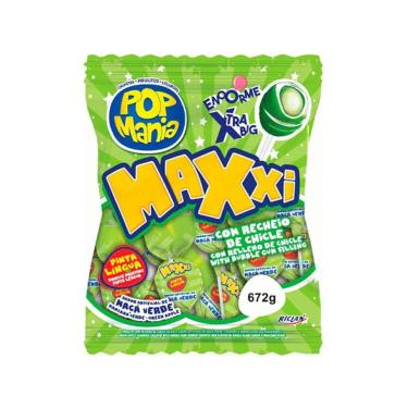 Imagem de Pirulito Pop Mania Maxxi Maça Verde Pinta Língua 672g