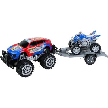 Imagem de Carrinho 4x4 com Carreta + Moto Motor Go Sortido - brink+