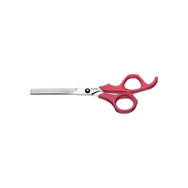 Imagem de Tesoura para cabelo tramontina supercort com lâmina em aço inox com fio desbaste E cabo de polipropileno rosa 6