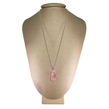 Imagem de Colar Prata 925 Diamantado Quartzo Rosa Polido Ponte Vecchio