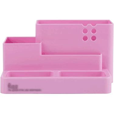 Imagem de Porta-lápis de mesa, suporte de lápis ABS, organizador de mesa de classificação, suporte de pincel de maquiagem de design moderno, acessório de mesa de escritório, suporte de caneta, papelaria (rosa)