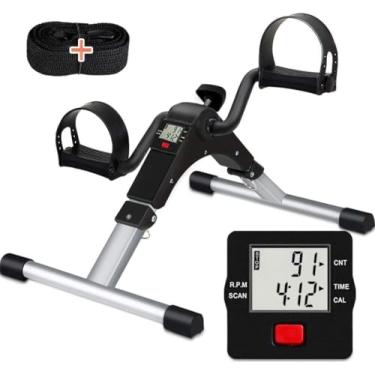 Imagem de TABEKE Exercitador de Pedal de Bicicleta Sob A Mesa, Exercitador de Pedal Dobrável Totalmente Montado para Exercícios de Braços E Pernas, Bicicleta de Mesa Portátil com Tela de Lcd