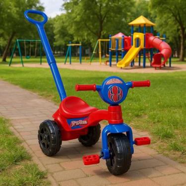 Imagem de Motoca Triciclo Com Pedal Infantil Kemotoca Menino e Menina Empurrador