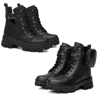 Imagem de Kit Coturno Feminino Com Bag + Coturno Sola Tratorada Aberto - MIGLIOR