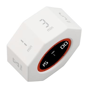 Imagem de Cronômetro de produtividade de mesa com função de rotação do sensor G para tarefa, trabalho, estudo, cozinha, escritório, material ABS LCD 5 x 6 x 2,5 cm (branco)