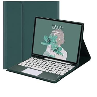 Imagem de Capa com teclado sensível ao toque para Galaxy Tab S9 FE+/Tab S10+/Tab S9+/S8+/S7+/S7 FE 12,4 polegadas, capa com teclado removível touchpad-verde