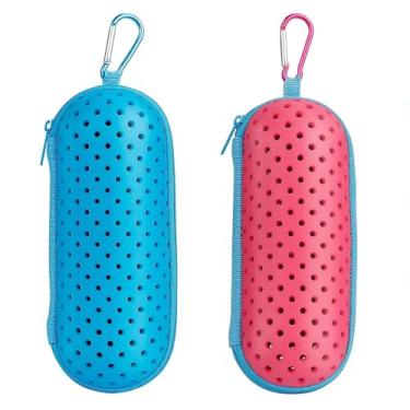 Imagem de jetmast Estojo de óculos de natação para óculos de natação, capas protetoras para óculos com clipe, óculos de sol, óculos, esportes, estojo de óculos com zíper, para homens, mulheres e crianças, azul