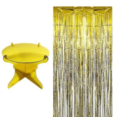 Imagem de Kit Festa Dourado Cortina Metalizada Com Boleira Desmontavel - Silver 