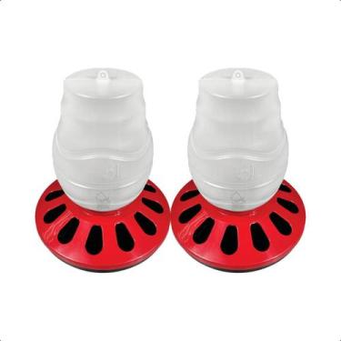 Imagem de Kit 2 Comedouro Frango Aves Alimentador 5L Rosca 12 Furos - AVIPET