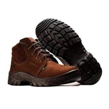 Imagem de Botina Profissional Em Couro Nobuck Café com Cadarço Solado PU Confort