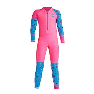 Imagem de IBTOM CASTLE Roupa de banho infantil para meninos e meninas, roupa de banho de corpo inteiro, manga comprida, surfe, rosa, 2-3 Anos