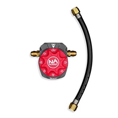 Imagem de NO WORRIEZ Temporizador de gás de desligamento automático de segurança para propano e gás natural | Grelha externa, fogueira, forno de pizza | – 100.000 BTU com conector e mangueira alargada de 9,5 cm