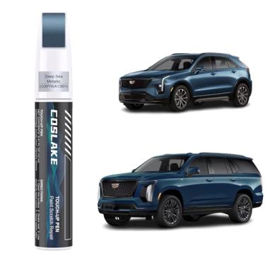 Imagem de COSLAKE Tinta de retoque de carro (Deep Sea Metallic(GXP/WA136H)) para Cadillac, kit de reparo de arranhões de pintura de carro, solução rápida e fácil de reparar, caneta removedor de arranhões 2 em 1