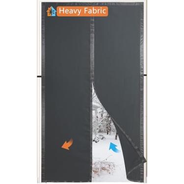 Imagem de Cortinas de porta magnéticas com isolamento térmico, porta dobrável de tecido em camadas mais espessas para portas, capa de isolamento temporário de sótão, capa de porta de tecido cinza escuro, tampa