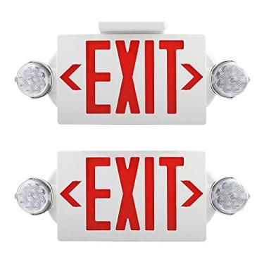 Imagem de AKT LIGHTING Luz de Saída de Emergência, Luz de Sinal de Saída de Cabeça Ajustável de Dois Led, Combinação de Iluminação de Saída de Emergência Comercial com Bateria de Reserva para Negócios com Certi