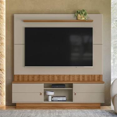 Imagem de Estante Painel Home para TV 70" Florianópolis Grigio Fosco/Amêndoa- MA