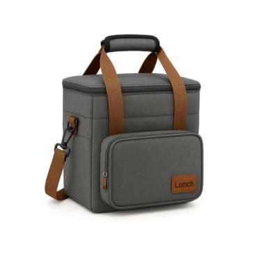 Imagem de Bolsa Térmica Transversal com 2 Compartimentos – Design Moderno, Material Resistente e Isolamento Térmico para Levar Suas Refeições com Segurança e Manter a Temperatura por Horas, Cor Cinza
