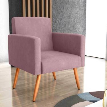 Imagem de Poltrona Decorativa Para Sala Pará Veludo Turkey Rosa