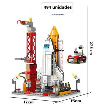 Imagem de Conjunto De Blocos De Construção De Foguete Espacial Infantil Com Figu