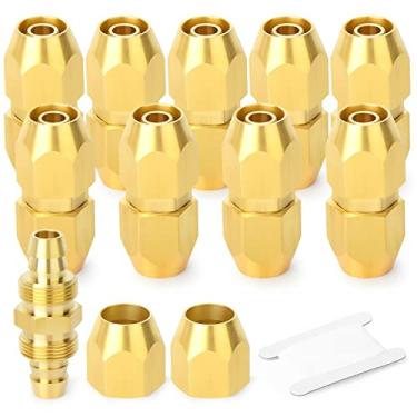 Imagem de GASHER 10 peças de encaixe de substituição pneumático de latão, encaixe de reparo de emenda de mangueira reutilizável, farpa de 1/10.2 cm (adequado para mangueira de ar OD de 1/10.2 cm)