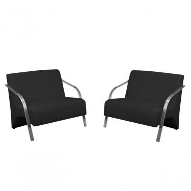 Imagem de Kit 02 Poltrona Vênus 2 Lugar Braço Alumínio (Courino)