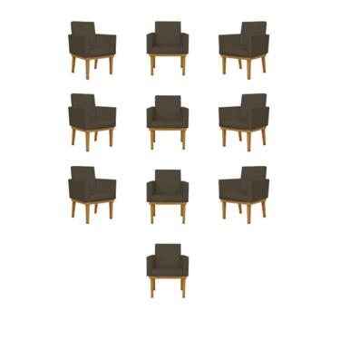 Imagem de Kit 10 Cadeiras Decorativa Reforçada Oferta Courino Balaqui Cor:courino Marrom
