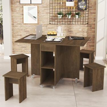 Imagem de Mesa Dobrável Jade Com 4 Bancos Castanho Castanho
