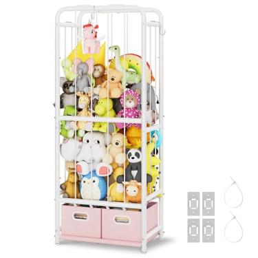Imagem de GRANNY SAYS Organizador de brinquedos para animais de pelúcia, tubo de armazenamento de animais de pelúcia com 2 caixas de brinquedo