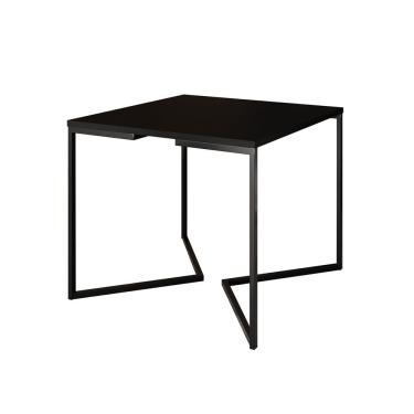 Imagem de Mesa Jantar Industrial Quadrada Preta 90Cm Base V Ferro Preto