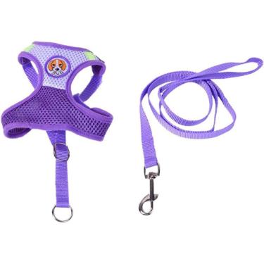 Imagem de Coleira Peitoral Puppie Para Cães E Gatos Tamanho G Até 70kg Roxo