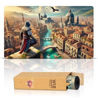 Imagem de Assassin Overlooking (Stitched) - MTG Playmat - Compatible with Magic The Gathering Playmat - Play MTG, YuGiOh, TCG - Original Play Mat Art Designs & Accessories