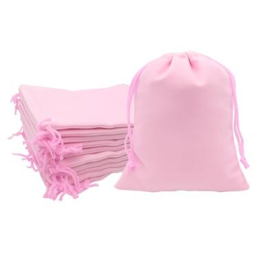 Imagem de Mandala Crafts Sacos de cordão de veludo rosa 35,5 x 35,5 cm – 10 bolsas grandes de veludo com cordão a granel para lembrancinhas de festa e casamento, embrulho de presente, embalagem e sacolas de