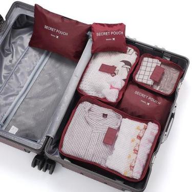 Imagem de Organizador de Mala de Bagagem Viagem Kit 6 Peças Bolsa - oem, Vinho