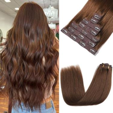Imagem de Rimoss Extensões De Cabelo Com Clipe Para Humano Real - 18" 120G 7 Unidades, Cor Marrom Chocolate, Liso E Macio, Mulheres (#4 18")