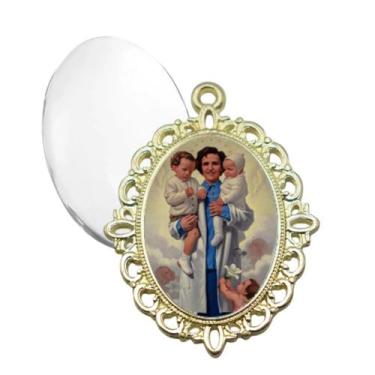Imagem de Relicario Dourado Santa Gianna Terno Noivo lapela Qualidade Resinado A
