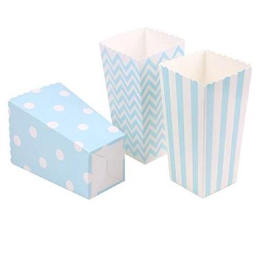 Imagem de Tvoip 36 Unidades/Lote Caixas De Pipoca Coloridas Para Doces, Comidas, Chocolates, Casamentos, Aniversários E Festas Cinema (Azul)