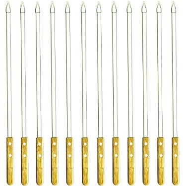 Imagem de voniel Espetos Grandes Extra Longos Para Kabob De 23,5", 12 Peças Espeto Churrasco Plano E Largo Aço Inoxidável, Palito Reutilizável Grelhar, Kebab Grosso Metal Resistente Com Bolsa Alça Madeira.