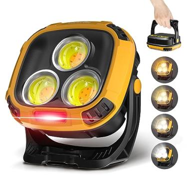 Imagem de WARSUN Luz De Trabalho Led Recarregável 3300 Lúmens, 18 Modos Iluminação, Base Magnética, Entrada Usb-C, Amarela, Material Abs, Portátil, Amplas Aplicações