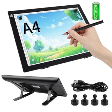 Imagem de VALUCKY Prancheta De Desenho A4 Recarregável, Mesa Cópia Com Luz E Suporte Dobrável Ajustável, Caixa Led 3 Níveis Brilho Para Artista, Desenho, Esboço, Pintura Diamante