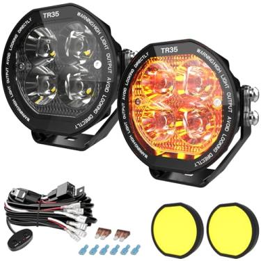 Imagem de BLUEMOTOR Conjunto De Lâmpadas Led Redondas 3,5 Polegadas, 66 W, 12 V, Com Capa Lente Âmbar E Chicote Elétrico, Fácil Instalação Para Caminhões, Suvs, Quadriciclos Veículos Off-Road