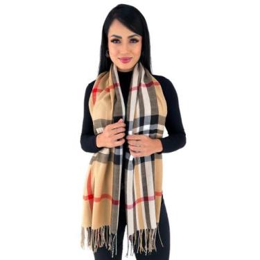 Imagem de Cachecol Lenço Xadrez Pashmina Echarpe Feminino Quadriculado - STORE B