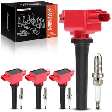 Imagem de A-Premium (Vermelho) Conjunto de 8 bobinas de ignição e velas de ignição irídio compatíveis com Toyota Yaris 2020 e Mazda 3 2012-2024, 6 2014-2017, 3 Sport, CX-3, CX-30, CX-5, CX-50, MX-5 Miata, 1.5L