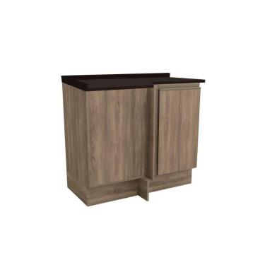 Imagem de Balcão Cozinha p/ Cooktop c/ Tampo Maxxi G748 Canto Reto c/ 1 Porta 80cm Nogal/Preto - Kappesberg