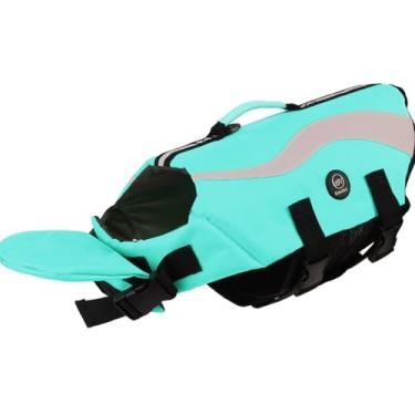 Imagem de EMUST Colete flutuante para cães, colete salva-vidas refletivo para cães pequenos com alça de resgate, coletes para cães pequenos salva-vidas para natação, passeios de barco, água com boia frontal no pescoço, turquesa, P