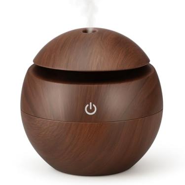 Imagem de Umidificador de Ar Aromatizador e Difusor de Aroma Óleos Essenciais Ultrassônico Elétrico USB Madeira Purificador de Ambiente 130ml Aromaterapia 7 Cores em LED (Madeira Escura)