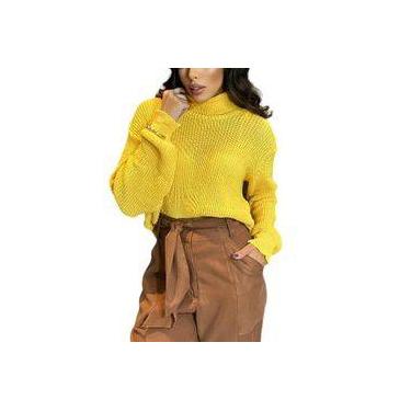 Imagem de Blusa manga longa fang barra solta tricot feminina fashion - Filó Moda